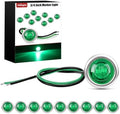 Nilight 3/4" Round Marker Lights 10PCS Green Side Bullet Clearance Light