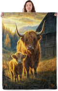 Sunset Highland Cow Blanket, Soft Cozy Warm Throw Blanket for Adults Kids Women, Comfy Lightweight Fuzzy Flannel Blankets for Couch, Travel, Car, Home Decor 50×40 Inch by Unknown