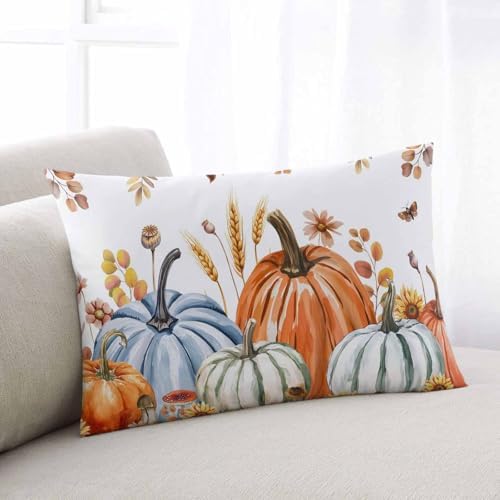 Pillow Covers 20x26 Inch - Standard Fall Thanksgiving Pumpkin Rustic Sunflower Botanical Leaves Soft Brushed Microfiber Pillowcases with Hidden Zipper Closure Bed Pillow Shams for Bedroom Sofa Car by T%26H+XHome