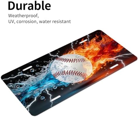 Water Fire Baseball Front License Plate 6" * 12" for Women