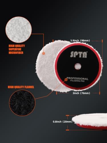 SPTA Microfiber Cutting Pads, Microfiber Finishing Pads Soft Microfiber Wax Removal Pad with Hook and Loop (3 inch(80mm)) - Image 5
