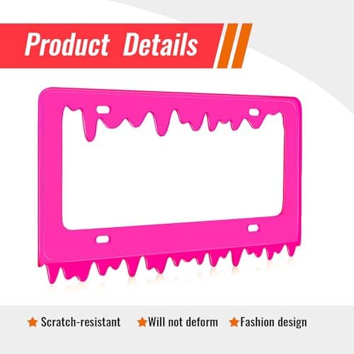 Timtin 1 Set Fluorescent Hot Pink License Plate Frame, Style 1