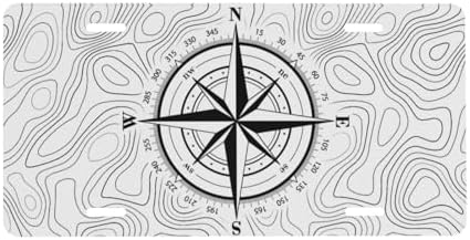 Compass Topographic Map Front License Plate 6" * 12" for Women