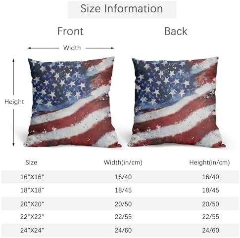 4th of July Pillow Covers 18x18 Set of 2, Patriotic Throw Pillow Covers Independence Memorial Day Pillowcase, Summer Flag Decorative Fourth of July Cushion Case Couch for Indoor Outdoor Home Decor - Image 4