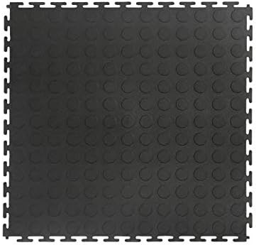VersaTex Garage Floor 18 x 18 inch Square Plastic Coin Top Interlocking Floor Tiles for Home Gym, Garage Flooring, Trade Show Flooring, Basement Tiles, 24 Pack (Black) by VersaTex