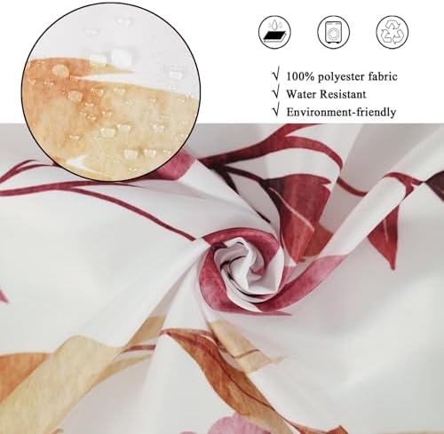 Fall Shower Curtain, Watercolor Autumn Pumpkins Floral Harvest Fruits Animals Thanksgiving Bathroom Curtain Waterproof Fabric Machine Washable with Hooks, 60" Wx72 L - Image 4