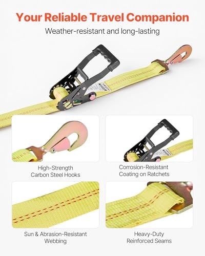 VEVOR Wheel Chock Tie-Down Kit, Tire-Style Trailer Tie Down Strap, Car Tie Down Kit with Spring Hook, Break Strength 10009 lbs & Working Load 3333 lbs Motorcycle System for ATV, SUV, Trailer