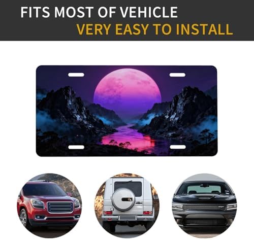 Purple Moon Mountain Front License Plate 6" * 12" for Women