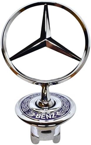 Mercedes Benz Genuine Vehicle Hood Star Emblem Badge (140-880-02-86, Chrome and Blue Laurel Wreath)
