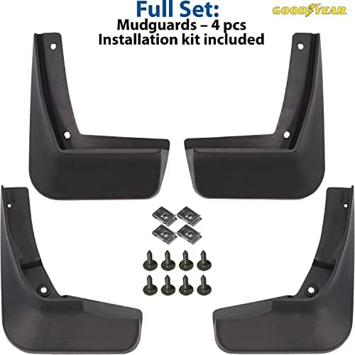 Goodyear Mud Flaps for Chevrolet (Chevy) Malibu 2016-2018, Pair, Heavy-Duty Thermoplastic, Custom Fit, Easy to Install, Road/Weather Durability, Car Accessories - GY004709