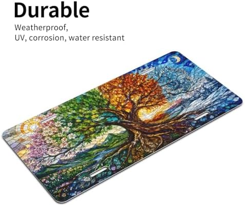 Stained Glass Tree of Life2 License Plate - 6x12 Inch Aluminum Novelty Decorative Vanity Metal Front Car Plate for Women Men - Image 2
