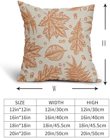 Orange Fall Pillow Covers 16x16 Set of 2 Cream Maple Leaf Print Autumn Colored Harvest Decorative Outdoor Pillowcases Farmhouse Seasonal Throw Cushion Case Decor for Home Couch Sofa Bed - Image 4
