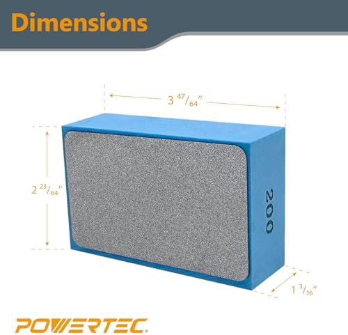 POWERTEC Diamond Hand Polishing Pads 200 Grits 1Pack, Diamond Sanding Block for Polishing and Grinding Porcelain, Ceramic Tile, Glass, Granite, Stone, Wood & Metal (71906) - Image 7