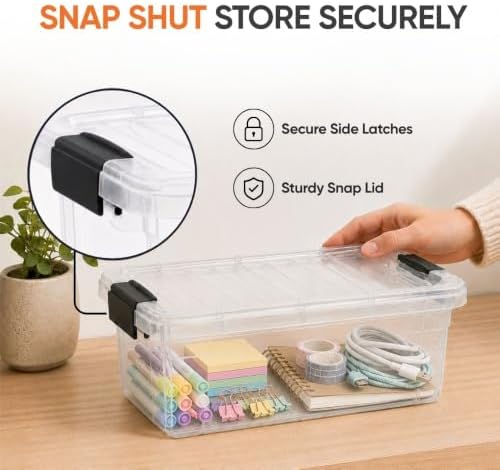 Superio 1.05 Quart Mini Clear Plastic Storage Container with Lid, Stackable Small Organizer Box for Crayons, Art Supplies, Beads, Sewing, Stationery & Food Storage, 1 Pack - Image 6