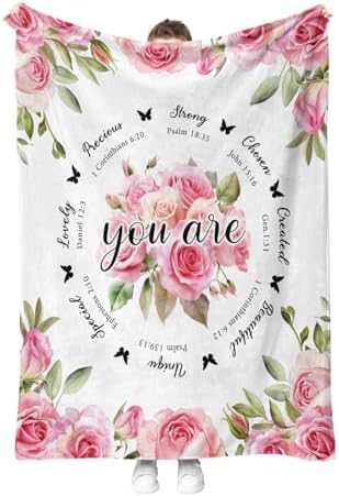 Christian Blanket Gifts for Women Girls Mom Wife Female Friends Birthday Christmas Catholic Spiritual Baptism Comformation Inspirational Religious Faith Gift Godmother Sisters Throw 50"x60" by Hohoto