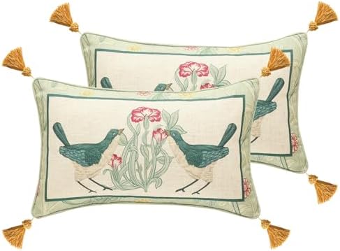 patdrea Designer French Vintage Throw Pillow Cover,12"x20",Set of 2 by Welcometopatdrea
