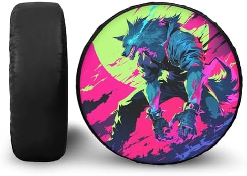 14" Spare Tire Cover, Werewolf Spare Wheel Weatherproof Protectors Universal for SUV, Truck, Trailer, RV, Camper, Available in 5 Sizes from 14-18 Inches (18" Fits Tire Diameter 33"-34")
