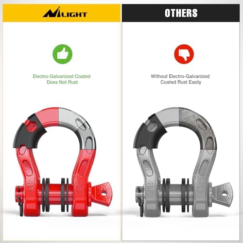 Nilight Mega D-Ring Shackles, 3/4" Heavy Duty Recovery Tow Shackle