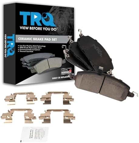 TRQ Front Brake Pads Ceramic Hardware Wear Sensor