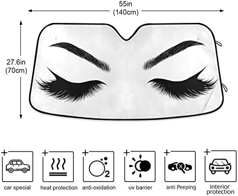 Woman Eye Eyelash Car Windshield Sun Shade Foldable UV Ray Sun Visor Protector Sunshade to Keep Your Vehicle Cool (55" x 27.6")