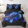Sea Turtle King Comforter Set 7 Pieces,All Season Bed in a Bag King,Exotic Tortoise Bedding Set with Blue Galaxy Nautical Sea Animal Comforter,Flat Sheet,Fitted Sheet,Pillowcases,Pillow Shams by Erosebridal