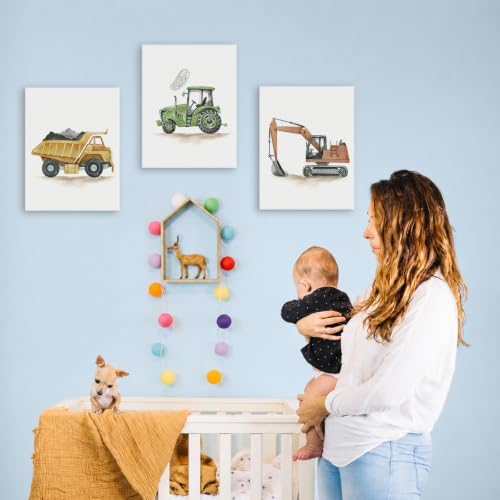 3 Pcs Watercolor Truck Canvas Wall Art Prints Nursery Boys Room Decor - Image 4