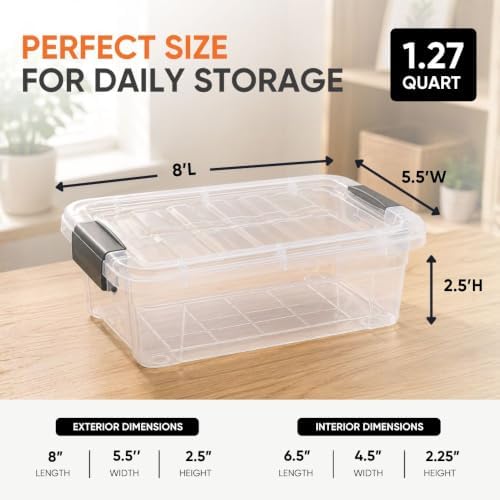 Superio 1.27 Quart Clear Plastic Storage Containers with Lids, Stackable Organizer Bins, BPA-Free Storage Boxes for Home, Office, Dorm & Classroom, 36 Pack - Image 3