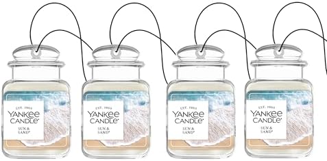 Yankee Candle Car Jar Ultimate Air Freshener, Hanging Car Freshener, Long Lasting Car Fragrance (Sun & Sand)