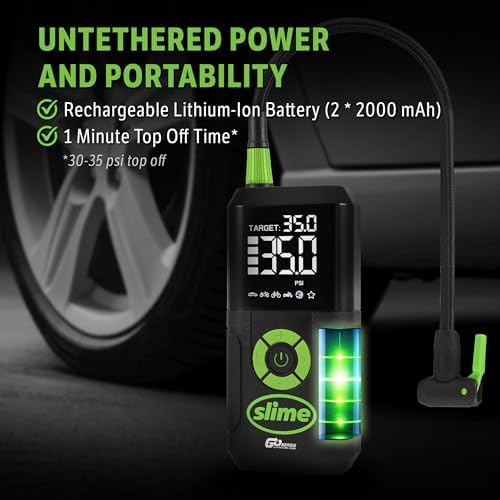 Slime 40089 Cordless 3-in-1 Tire Inflator w/Power Bank & LED Light, Auto Shut-Off, Digital Display & 6 Presets, Flat to Full in 8 Mins, Car, Bike, Motorcycle & More - Image 4