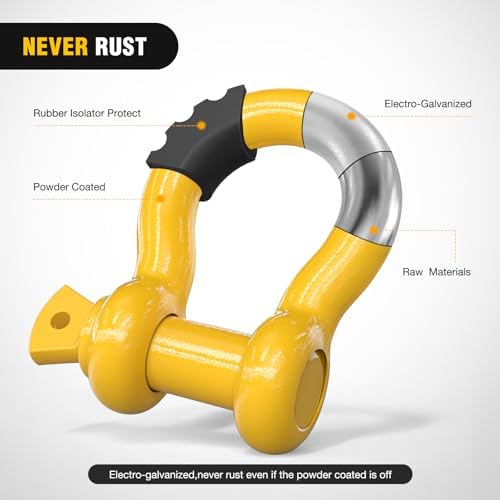 Nilight 2 PCS 3/4" D-Ring Shackle with 7/8" Screw Pin | 41,887lbs Break Strength Heavy Duty Off Road Recovery Shackle with Isolators Washers for Tow Strap,Winch,Off-Road Truck