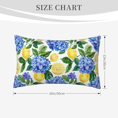 KiuLoam Summer Lemon Hydrangea Lumbar Pillow Covers 12x20 Set of 2 Blue Yellow Floral Decorative Throw Pillow Covers Outdoor Farmhouse Cushion Cases for Sofa Couch Bed Living Room Decor - Image 4