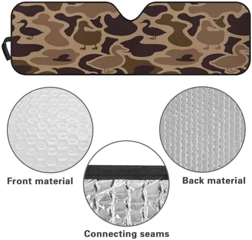Renewold Duck Camo Automotive Windshield Sunshade UV Heat Sunlight Reflecting Foldable Front Window Sun Visor Car Shade for Windshield Easy Install Sun Shield for Jeep Wrangler Gladiator JT Summer