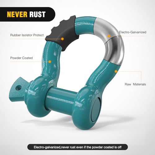 Nilight 2 PCS 3/4" D-Ring Shackle with 7/8" Screw Pin | 41,887lbs Break Strength Heavy Duty Off Road Recovery Shackle with Isolators Washers for Tow Strap,Winch,Off-Road Truck