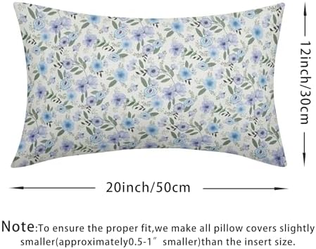 Light Blue Pillow Covers 12x20 Set of 2 Spring Floral Throw Pillow Covers Vintage Pillowcase Linen Decoration Farmhouse Soft Decorative Purple Green Cushion Case Couch for Indoor Outdoor Home Decor - Image 4