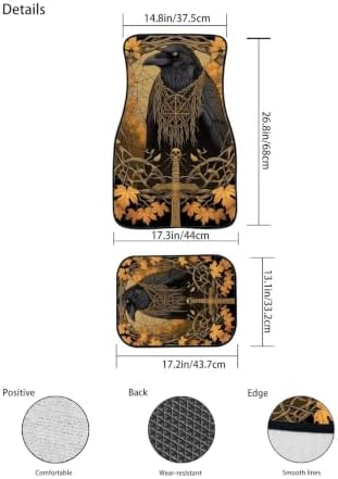 Golden Occult Raven Floor Mats for Cars