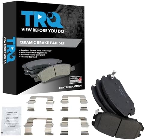 TRQ Front Brake Pads Ceramic Hardware Wear Sensor