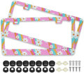 Summer Daisy Flowers Waves License Plate Frames, 2 Pack Summer Daisy Car Plate Frame, Stainless Steel License Plate Holders Covers with Free Screws Fasteners Caps (Summer Daisy Waves)