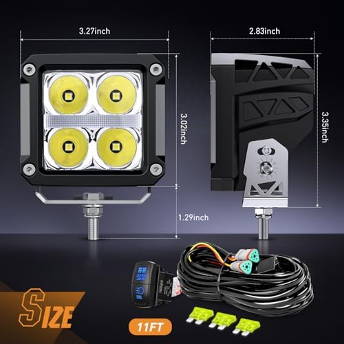 Nilight 3.2" Square LED Pod Light with Amber DRL 20W 2510LM