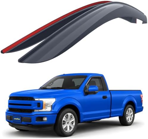 Goodyear Shatterproof Window Deflectors for Ford F150 2015-2026 Regular Cab, Tape-on Rain Guards, Window Visors, Vent Deflector, Vent Visor, Truck Accessories, 2 pcs- GY008717