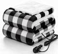 Sealy 12-Volt Heated Car Blanket, 2 USB Output Ports, 59"x43", Black Plaid