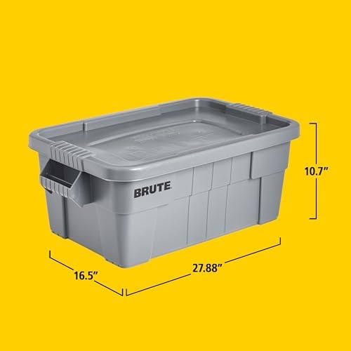 Rubbermaid Commercial Products Brute Tote with Lid, Gray, 14-Gallon - Image 5