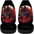 BIGCARJOB Wolves Car Seat Cover Full Set Universal Fit Car Interior Accessories Set Rose Auto Seat Cover Women Auto Interior Seat Protector Saddle Blanket