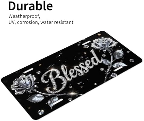 Rose Blessed Silver Front License Plate 6" * 12" for Women