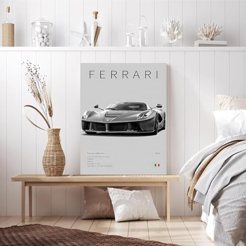 CSLGQGV Car Poster Vintage Racing Car Wall Art Supercar Canvas Prints Painting For Men Room Pictures Guys Dorm Room Aesthetics Decor Bedroom Office (black and white car frame, 12x16in) - Image 6