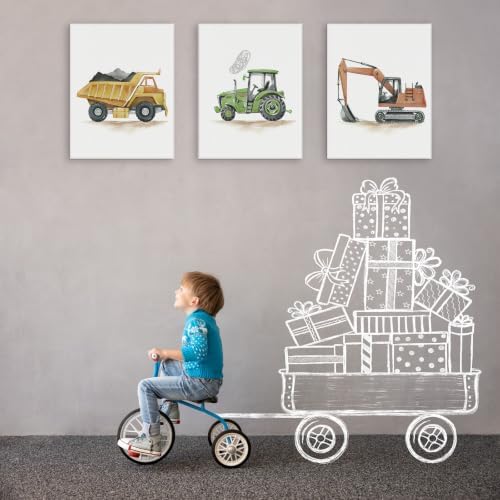 3 Pcs Watercolor Truck Canvas Wall Art Prints Nursery Boys Room Decor - Image 7