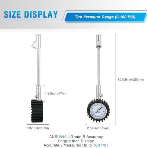 Nilight Tire Pressure Gauge 160PSI Dual Head Stainless Steel Heavy Duty