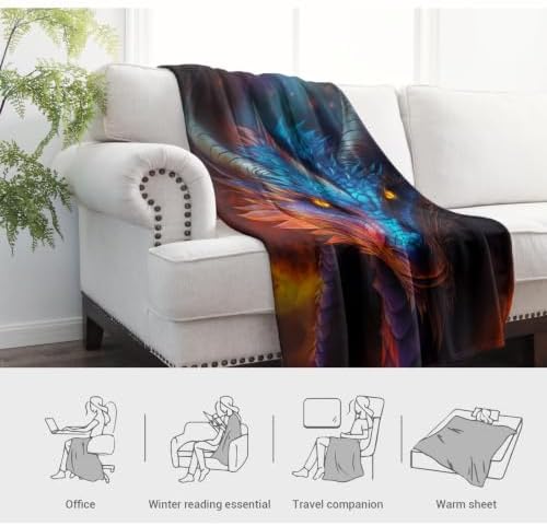 Jekeno Dragon Theme Throw Blanket, Dragons Gifts for Boys 80"x60" - Image 3