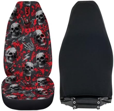 BIGCARJOB Halloween Car Seat Covers Set, Auto Interior Seat Protector Car Accessories Set of 2 Pcs Auto Front Seat Covers Saddle Blanket