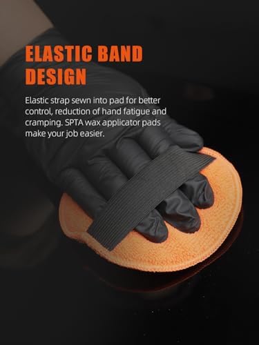 SPTA Microfiber Applicator Pads, 9Pcs 5 inch Car Wax Applicator Hand Polishing Microfiber Foam Pads Set with Grip of Elastic Band, Microfiber Buffing Cleaning Pads for Car Polish Applying Wax - Image 5