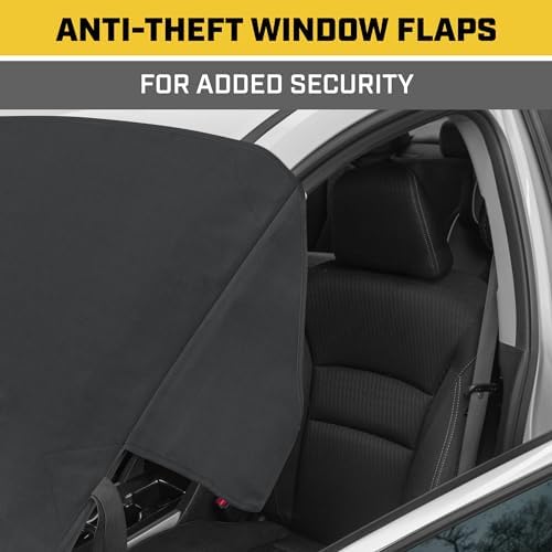Cat® Windshield Snow Cover, Toughest Car Frost Protector for Ice & Sleet, Weatherproof for Winter, Includes Anti-Theft Straps, Freeze Protector for Auto Car Truck Van SUV, Wide Size 78"x45" inch,Black